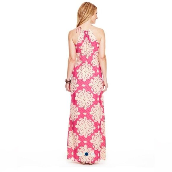 💙 Vineyard Vines Sleeveless Silk Floral Maxi Dress Lined Slits Size 4 - Picture 3 of 10